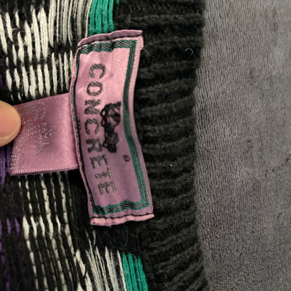 Vibrant Geometric Cardigan Sweater - Black, Green, Purple - Picture 5 of 5